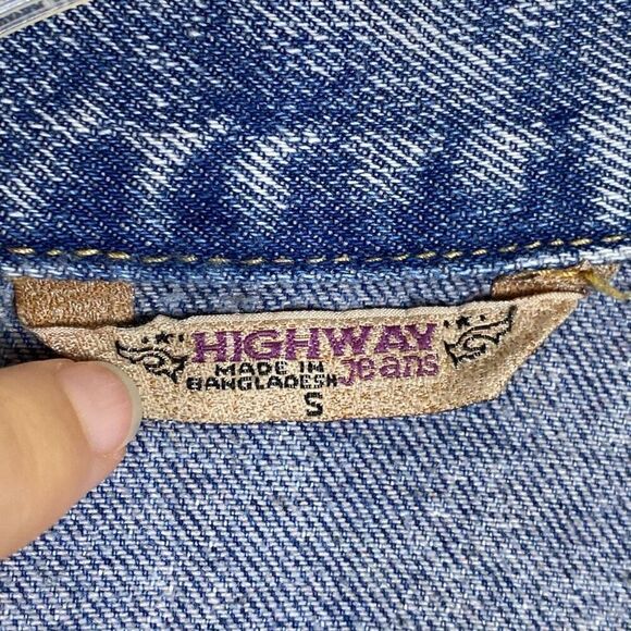Vintage y2k Highway Jeans Vintage Wash 3/4 Sleeve Button Up Denim Jean Jacket S - Picture 6 of 8